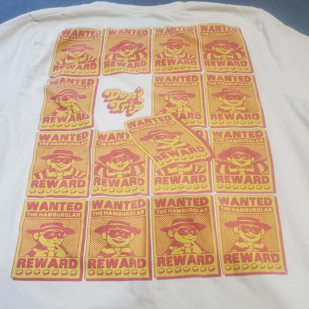 Camp McDonald's Hamburglar x Free & Easy SS Tee Natural Ivory Retro Unisex XL - Picture 4 of 5